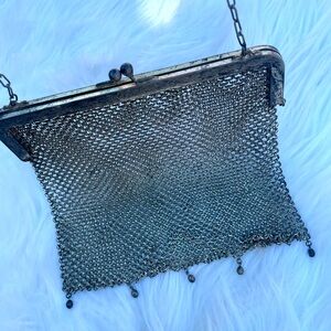 antique silver german chainmail metallic purse